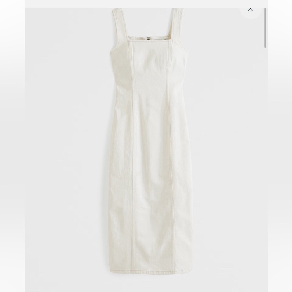Abercrombie & Fitch Denim Column Midi Dress Cream Stretch Size SP